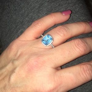 Aquamarine with diamond ring